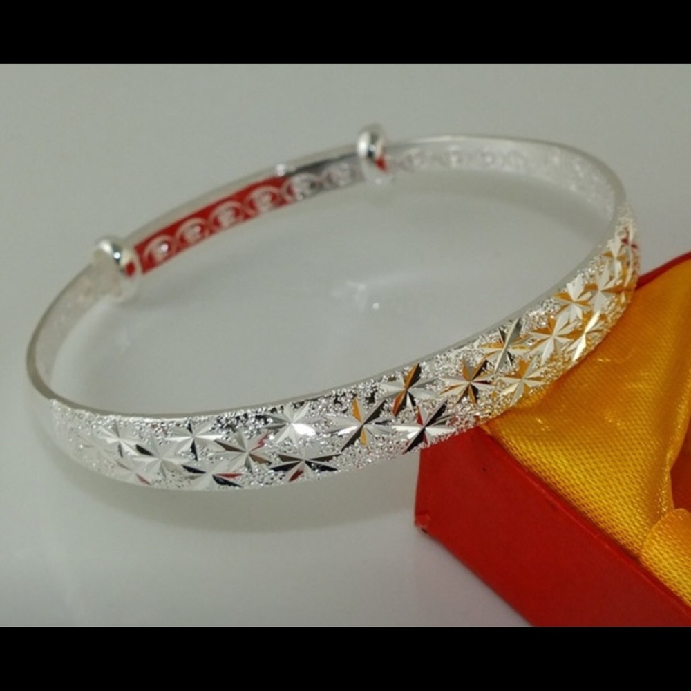 925 sterling  silver adjustable bangle bracelet